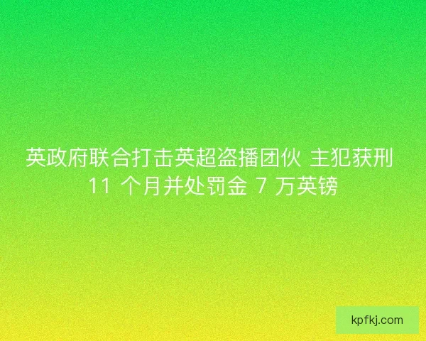 英政府联合打击英超盗播团伙 主犯获刑 11 个月并处罚金 7 万英镑