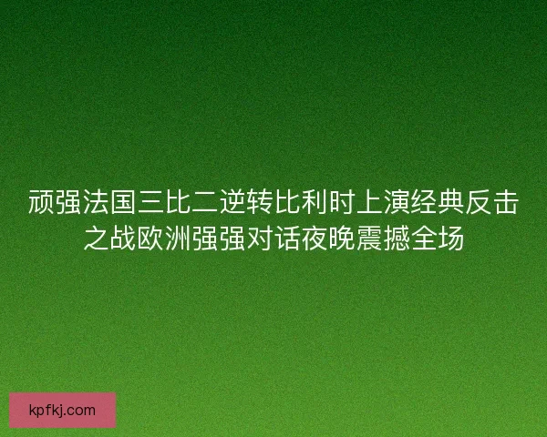 顽强法国三比二逆转比利时上演经典反击之战欧洲强强对话夜晚震撼全场