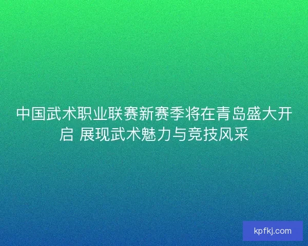 中国武术职业联赛新赛季将在青岛盛大开启 展现武术魅力与竞技风采