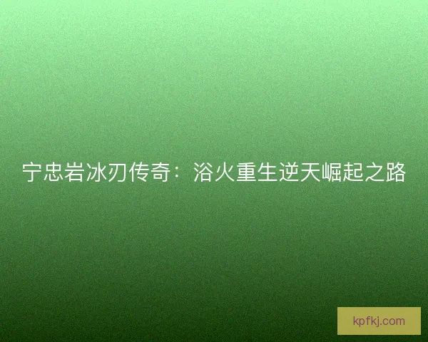 宁忠岩冰刃传奇：浴火重生逆天崛起之路